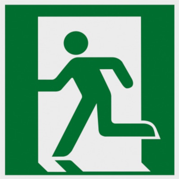 Hinweisschild "Notausgang links", grün
